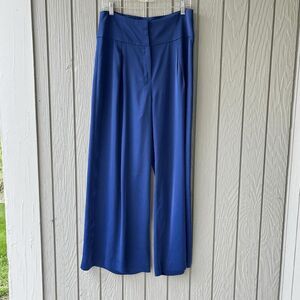 Gianni Bini Blue Satin Wide Leg Trousers Sz 8 – High Waist Evening Pants